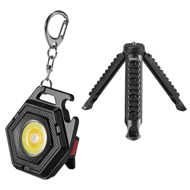 Mini Camping Light LED Flashlight Lantern USB Charging COB Keychain Work Light Floodlight with Strong Magnet IP64 Waterproof