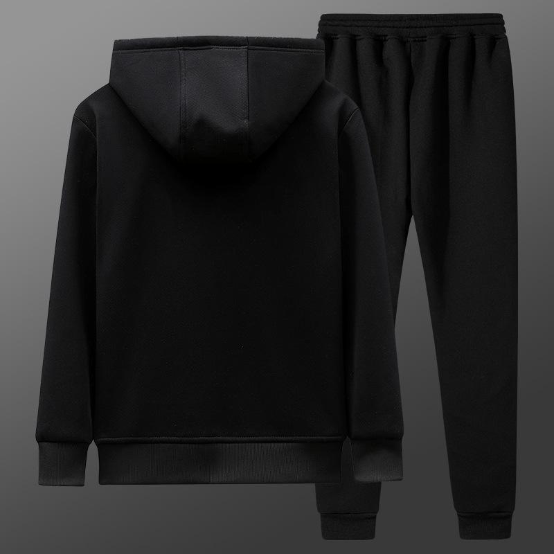 Fleece Men Casual Sports Set Winter Cashmere Tracksuit Male Hoodie Pants Thicken Windproof 2 Pieces Set