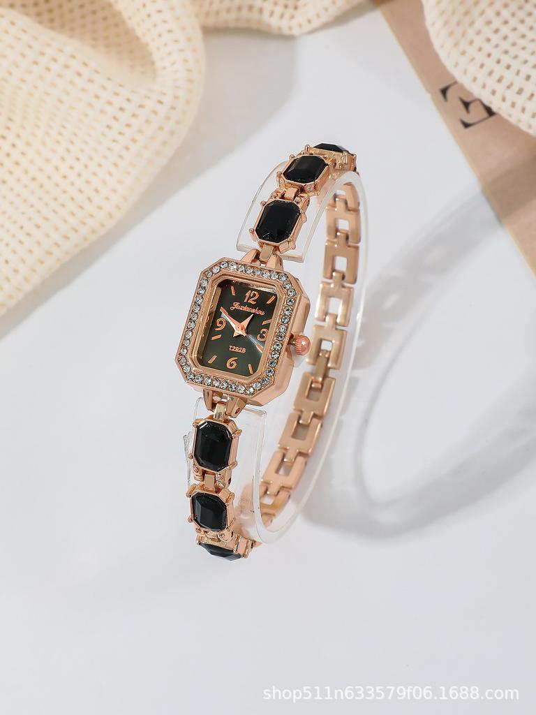 Fashionable Square Diamond Embedded Quartz Watch Student Watch Versatile Simple Design Colorful Diamonds Attracting Students