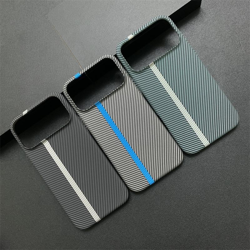 Contrast Clash Color Carbon Fiber Thin Matte Case for For Iphone 17 Pro Max 16 1 14 13 12 11 Stripe Pattern Shockproof Bumper Cover