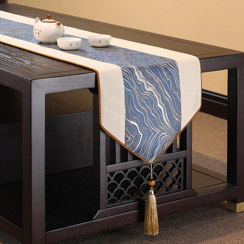 

Универсальные высококачественные столы, флаг, точная вышивка, дорожка для стола, узор в виде листьев лотоса, чайный коврик, популярный ресторан, четыре сезона, китайское чайное полотенце 33*200cm