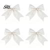 Champagne Party Supplies 4Pcs Glitter Christmas Bow, Sparkling Ribbon Hanging Ornament for Decorative Bows Wreaths Tree Front Door Wreath, Festive
