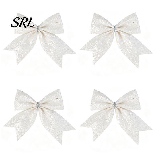 Champagne Party Supplies 4Pcs Glitter Christmas Bow, Sparkling Ribbon Hanging Ornament for Decorative Bows Wreaths Tree Front Door Wreath, Festive