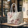 Elegant Rose Pattern Casual Tote Bag For Women Daily Use Large Capacity Shoulder Handbag Perfect For Shopping Outing Commute