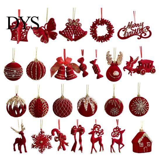 Bell Holiday Ornaments Christmas Red Flocking Wreath Snowfall Elk Noel Home Party Decor Pendant Snowy Winter for Tree Hanging Decorations