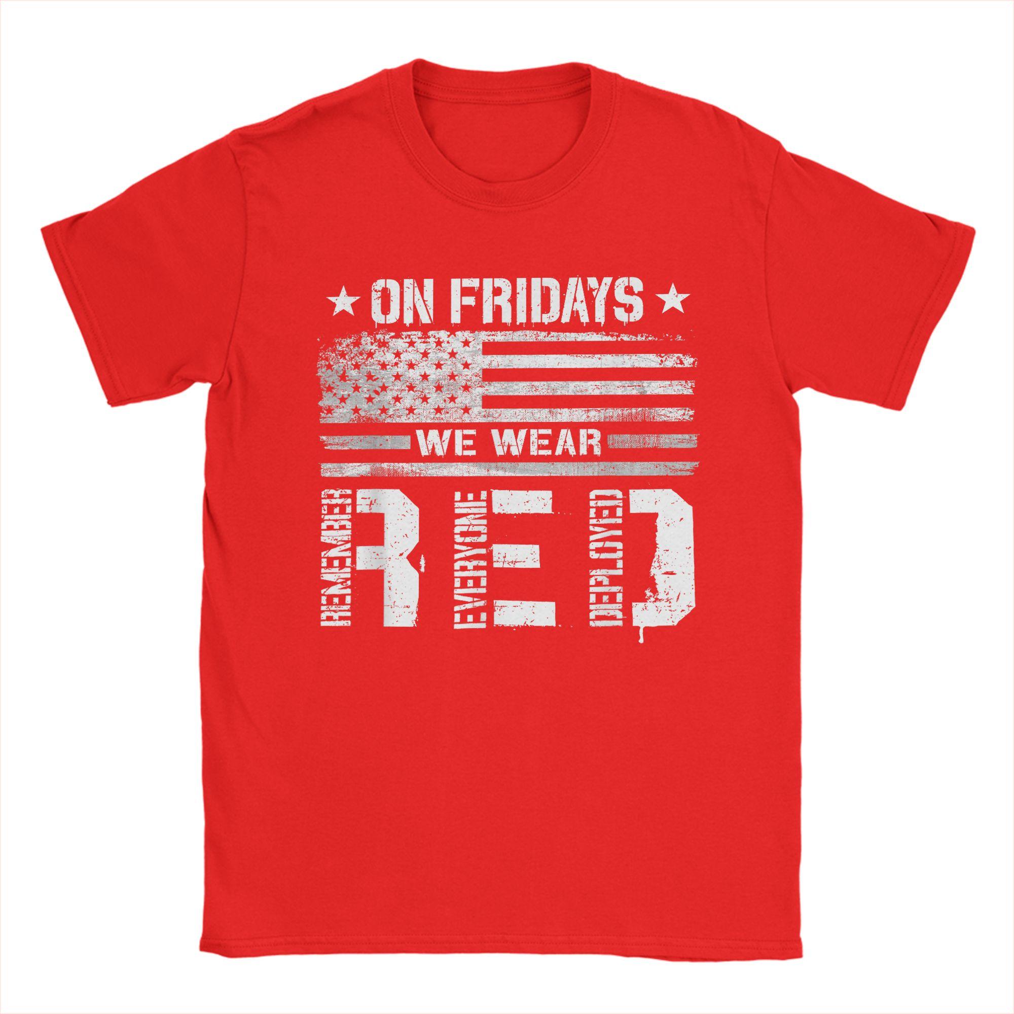 On Friday We Wear Red American Flag Military Supportive Unisex T Shirts  Tee Shirt Short Sleeve Round Neck TShirts Clothing S
