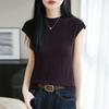 Women's Slim Fit Knit Round Neck Vest – 60 Count Fine Spun Wool Blend, Short Sleeve, Lightweight Summer Layer