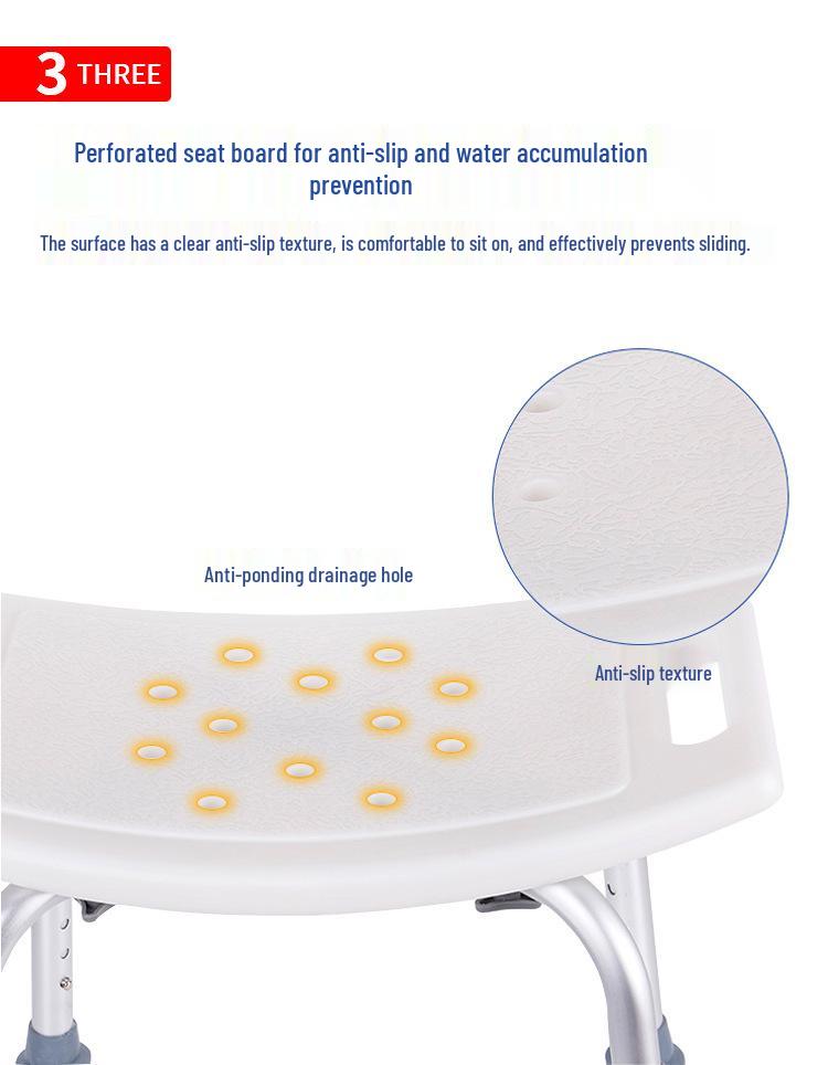 Adjustable Non-slip Waterproof Bath Stool for Elderly, Pregnant Women, and Disabled