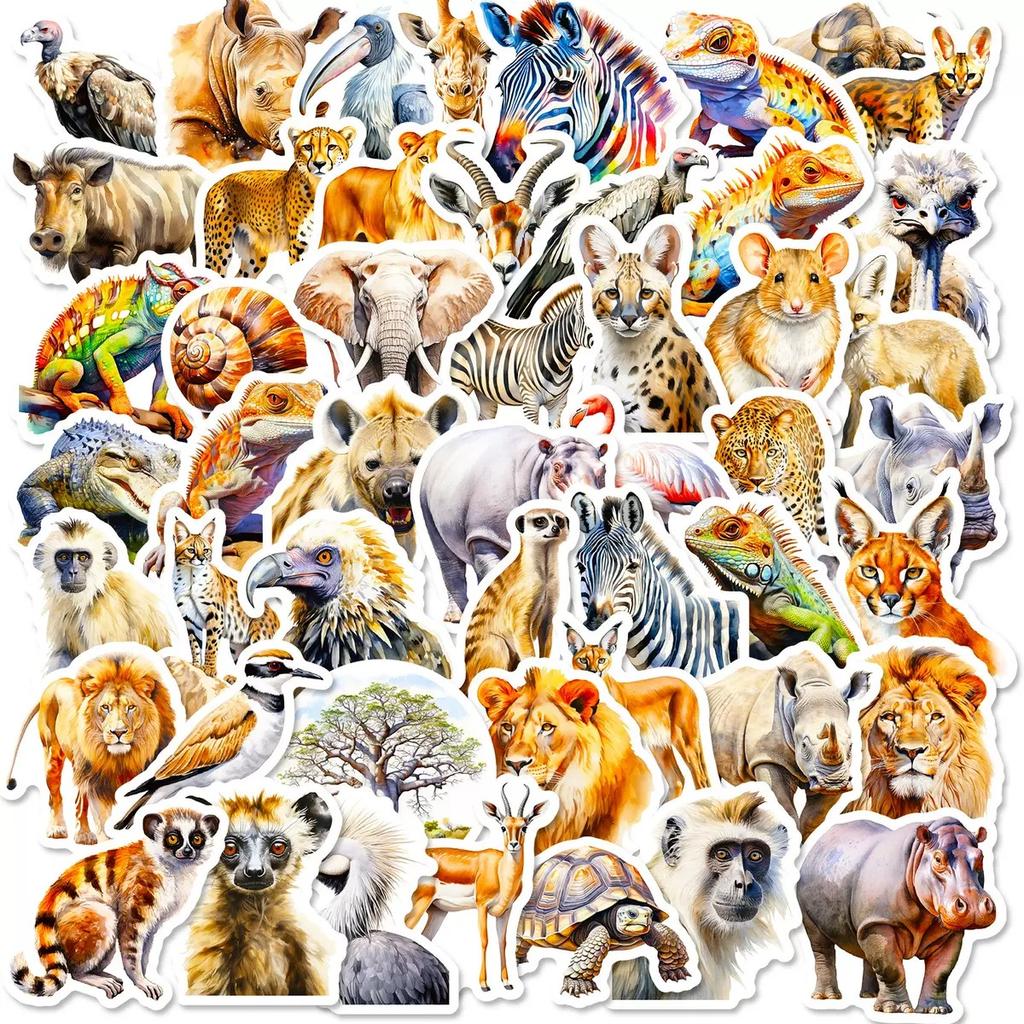 10/50/100pcs Mixed Adorable Humorous Zoo Wild Animals Stickers Aesthetic Designed For Children Toy DIY Skateboard Laptop Phone Car Decals Sticker