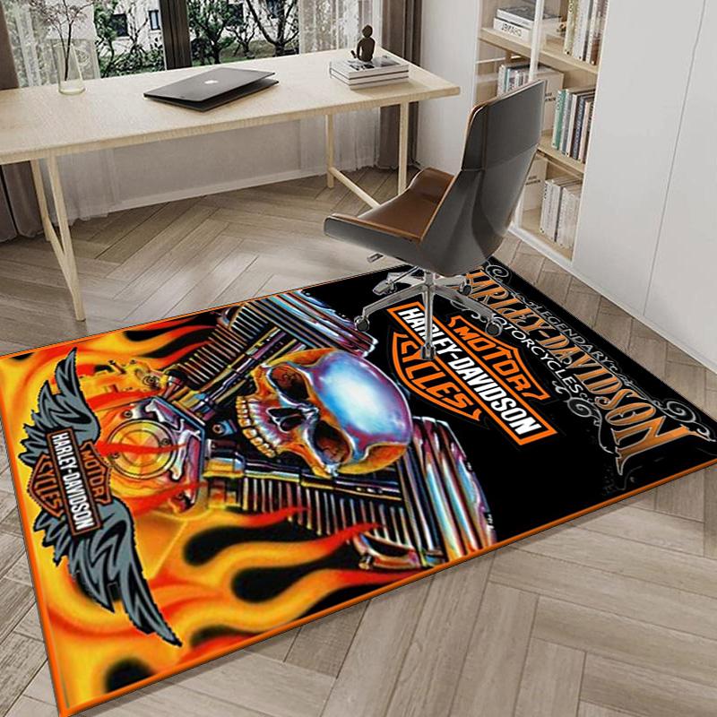 Harley-davidson Motorcycle Artwork Area Rug Office rug, Chair Rug, Decor Carpet Livingroom bedroom Mat, Large Size Fan gifts Christmas gifts