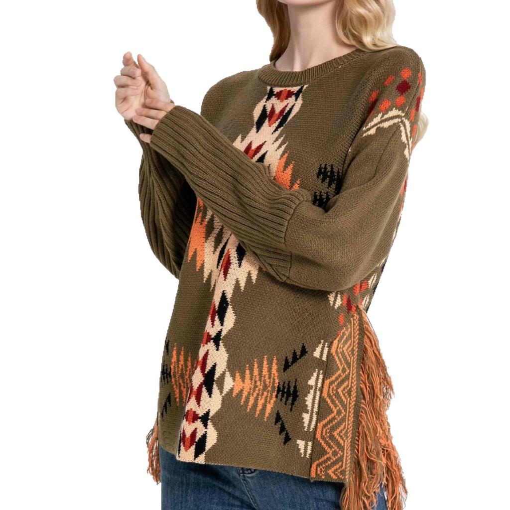 New Autumn and Winter Knitted Sweater, Color-blocking Sweater, Round-neck Pullover, Laid-back Long-sleeved Sweater for Women