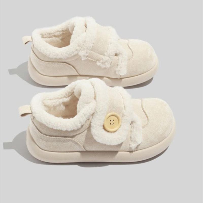 Velcro-strap Stylish Fleece-lined Women's Shoes Warm Winter Cotton Shoes