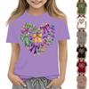 Children's Casual Carnival Print T-shirt, Round Neck Pullover Short-sleeve Top