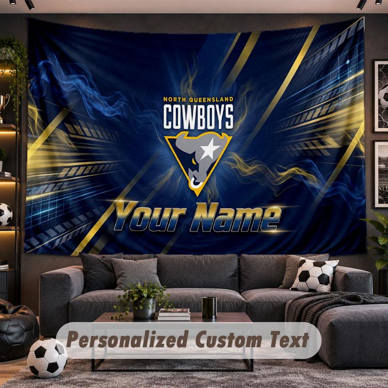Wall Hanging Tapestry Custom NameNorth Queensland Cowboys Pattern Personalized Printed Fabric Wall Decor