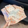 Fashion Black and White Printing Temperament Square Scarf Imitation Silk Korean Version Decorative Scarf Scarf Professional Decorative Shawl Silk Scar
