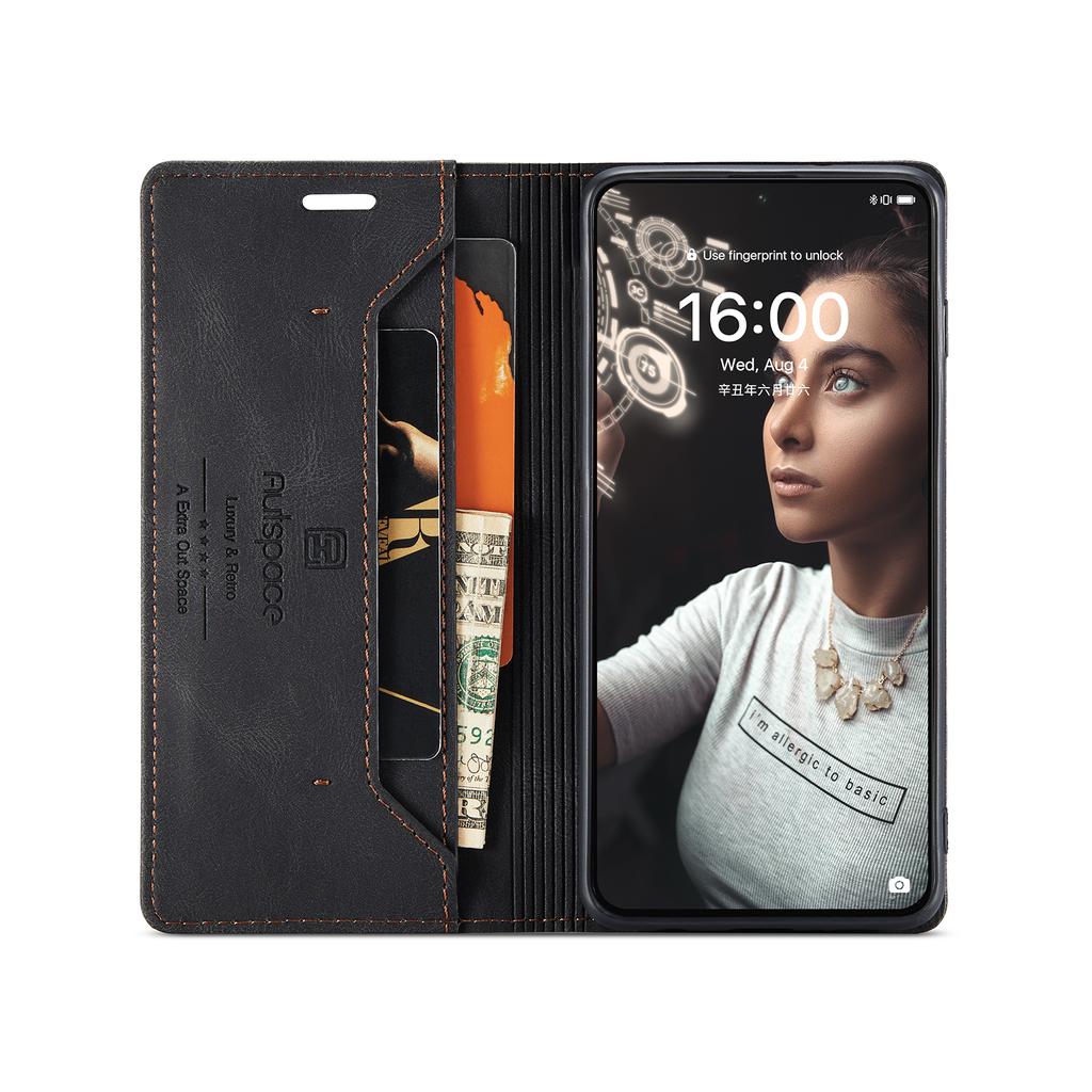 For Huawei P50E/Huawei P50 4G Wallet Case AUTSPACE A01 Leather Stand Cover with RFID Blocking Card Holder