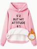 European Size Autumn/Winter Women's Hoodie with Kangaroo Pocket and Attitude Print