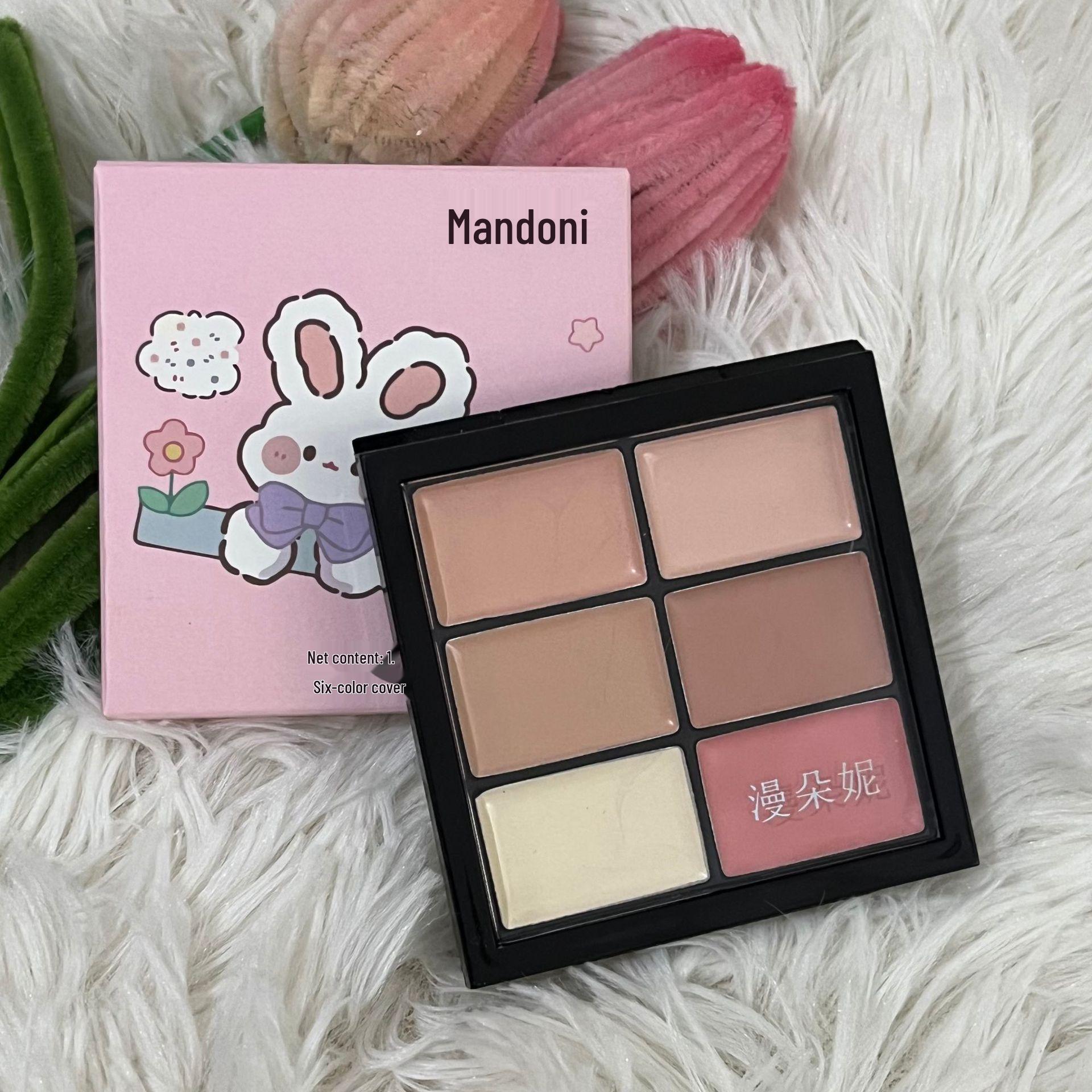 

Палетка консилеров Mandooni в шести оттенках: Корректирует носослезные борозды, маскирует темные круги и недостатки с помощью многоцветного тонального крема.