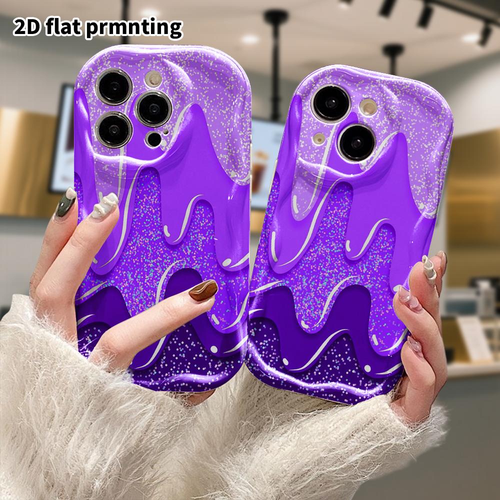 Phone Case: 2D Flat, Suitable for iPhone 18, 17, 16, 15, 14, 13, 12 Pro Protective Case, Phone Decoration, Purple Fluid, Perfect Christmas and Hallowe