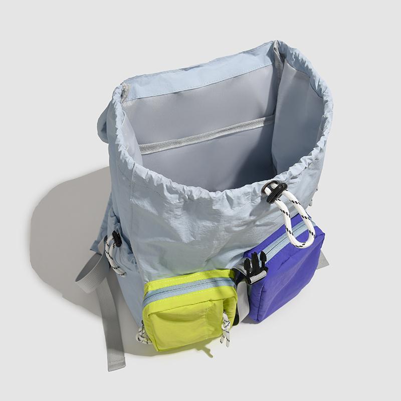 Fashion Woman Backpack 2025 Summer Waterproof Nylon Soft Handle Solid Multi-Pocket Travel Zipper Feminina Splicing Color School Bags Laptop Backpack