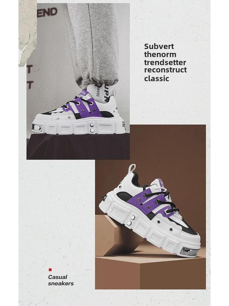 Daddy Shoes SS2024: Men's Thick Sole, Low-Top Casual Rivet Shoes - Korean Style