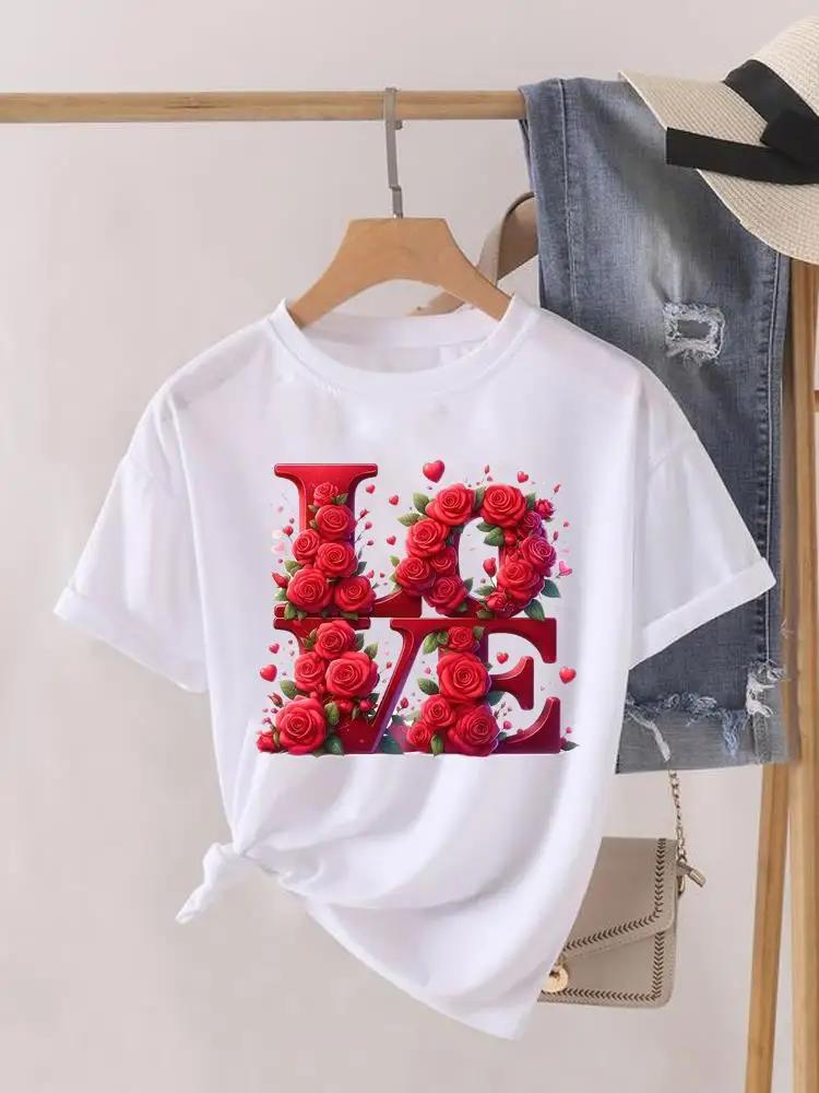 Short Sleeve Women Print Summer TShirt Fashion Clothing Graphic T-shirts Watercolor Flower Cute Clothes Lady Casual Tee