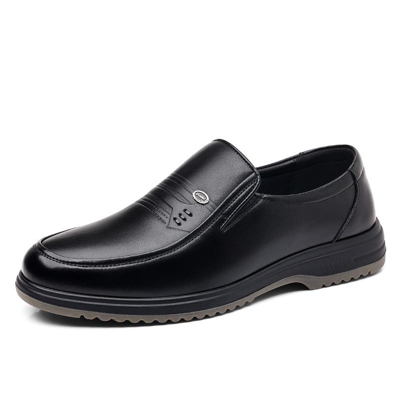 Four Seasons Sleeve Men's Shoes One Pedal Business Casual Breathable Leather Shoes Men's Middle-aged Dad Elderly Single Shoes