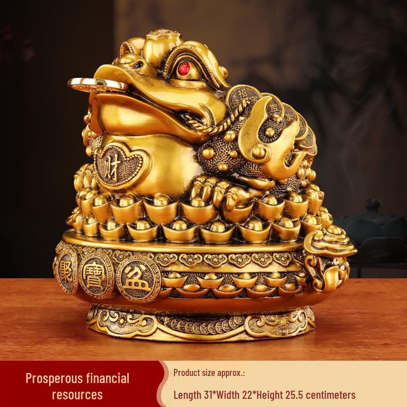 Golden Toad Treasure Bowl - Money-Attracting Decor for Home or Office