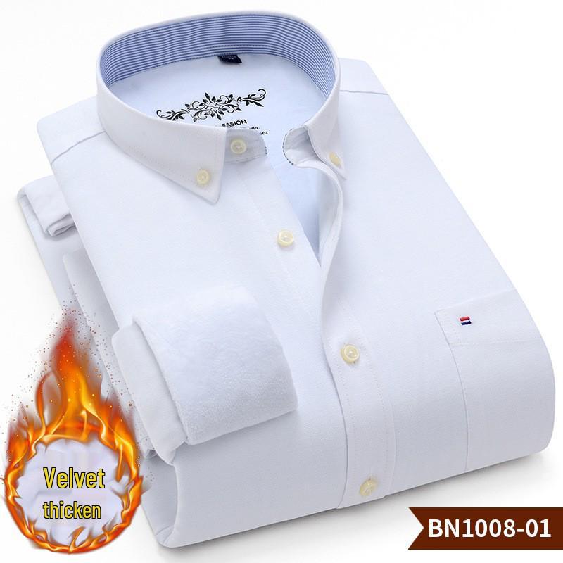 Męska Gruba Koszula Oxford z Długim Rękawem z Podszewką z Polaru - Ciepła i Dostępna