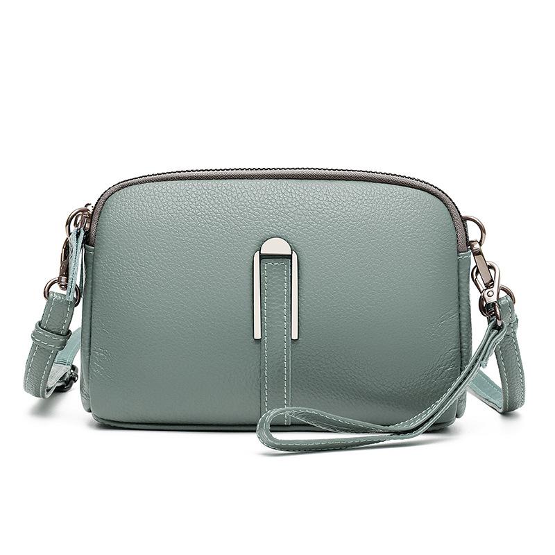 

Genuine Leather Women s Bag Mobile Phone Bag Fashionable Single-shoulder Crossbody Bag Cowhide Small Square Bag зелений