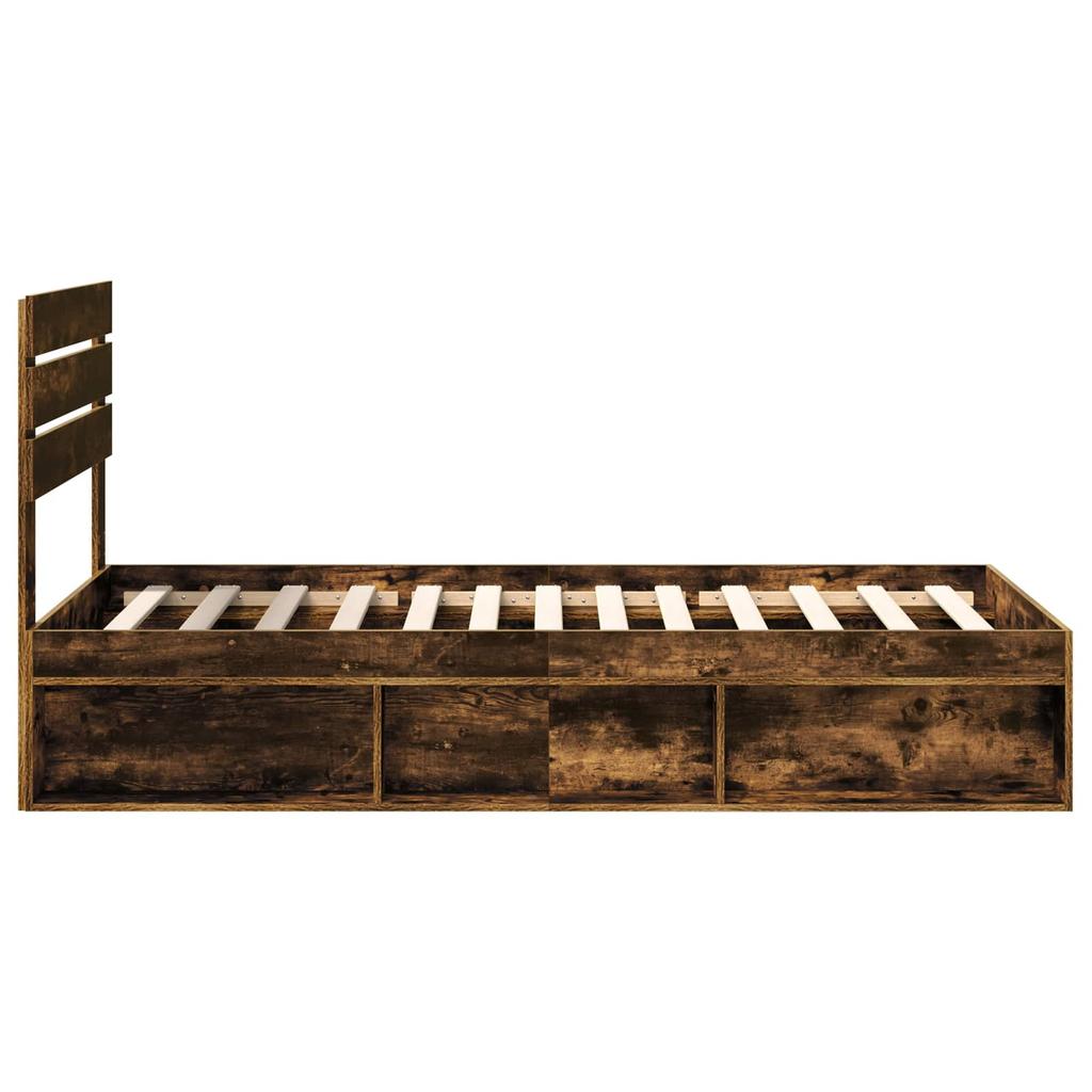 Bed Frame Smoked Oak 75 x 190 cm Solid Pine Wood
