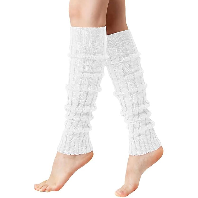 Гетры Pleneal для женщин - 1/2/3 пары Модные теплые гетры с косами Аксессуары 80-х для вечеринки, спорта, йоги белый