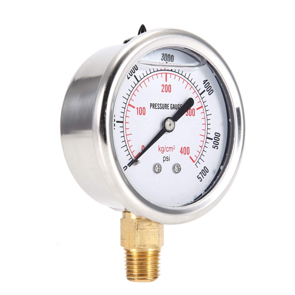 Gorgeri Hydraulic Fluid Filled Fuel Pressure Gauge 0-5000 PSI US Thread