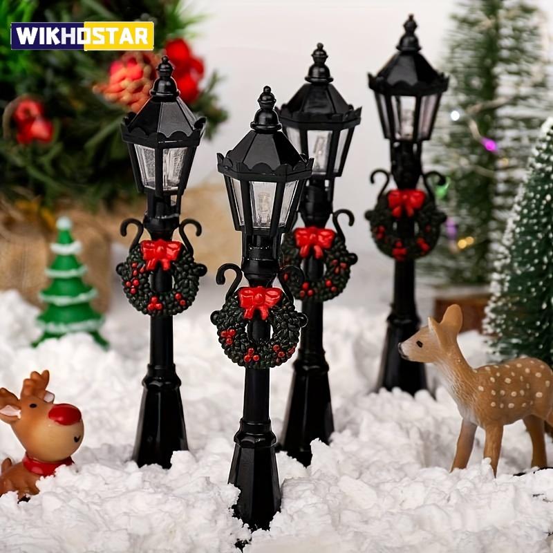 4pcs Christmas Lamp Posts, Christmas Decorations, Mini Street Lights, Model House Street Light Accessories, Suitable for Christmas
