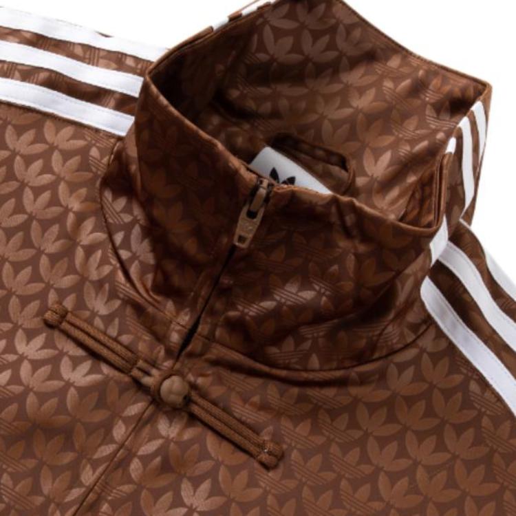 Adidas Originals FW24 CN TT Monogram Series Loose Fit Stand Collar Long Sleeve No Hood Pilot Jacket Unisex Jacket Brown JX4202