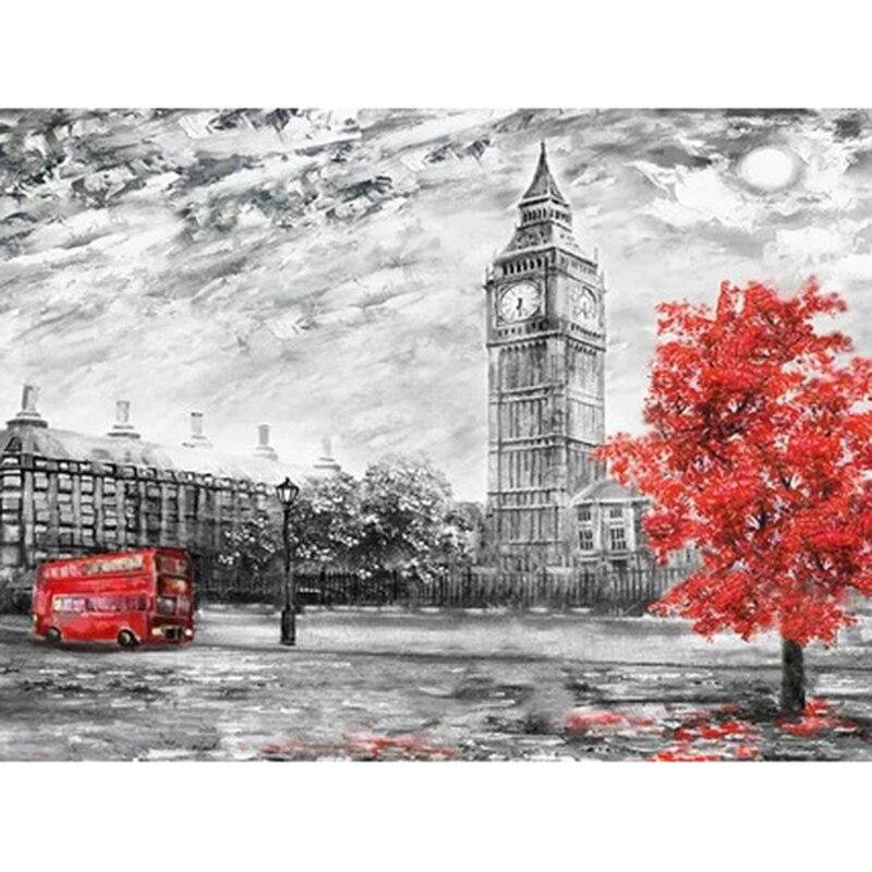 DIY 5D diamantová výšivka Věž Krajina Křížkový steh Mangrove Krajina Diamantová malba Celokulatý vrták Domácí dekorace Dárek