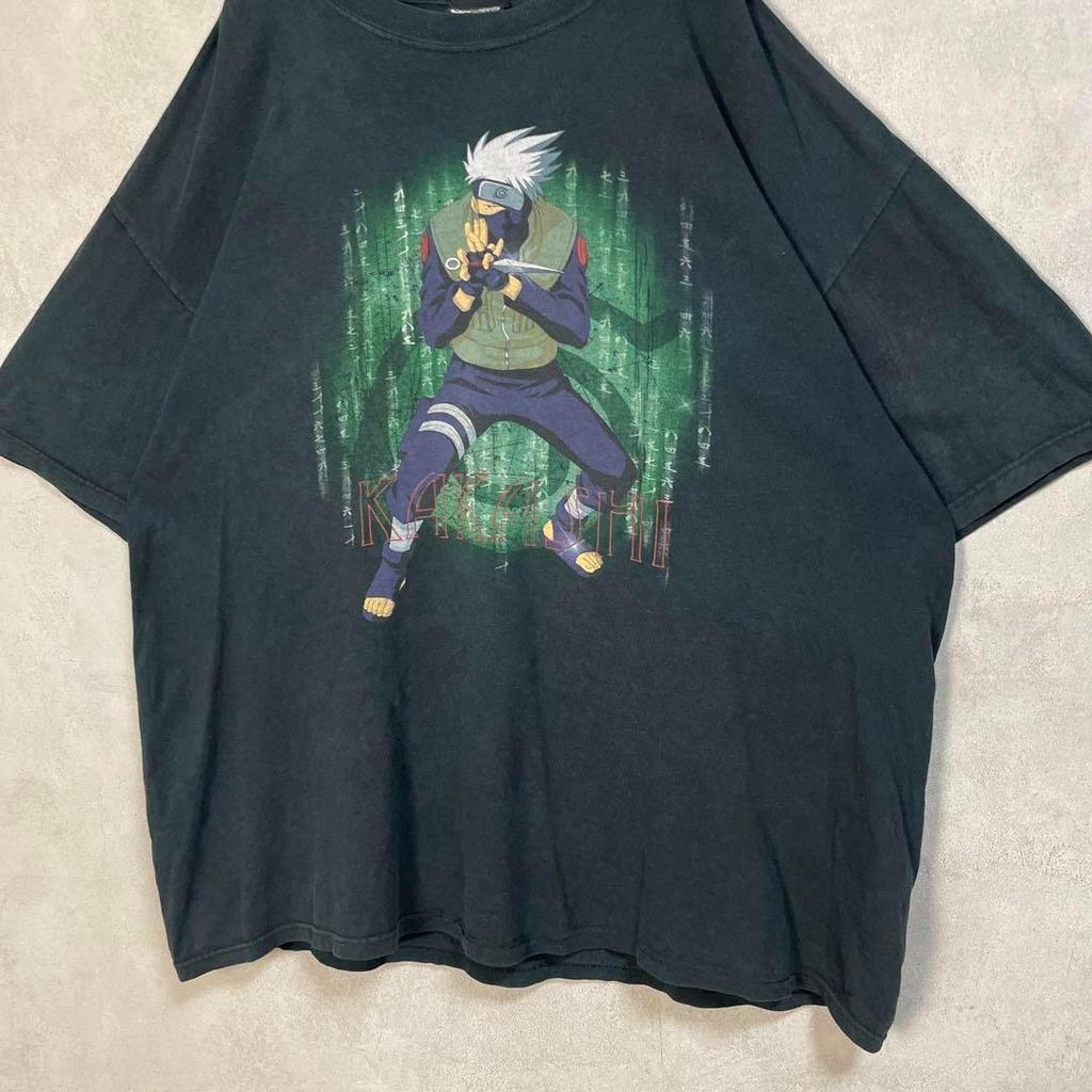 [USED] Vintage 2000s Hatake Kakashi Naruto Short Sleeve Shirt, Anime, Manga, Black, Part 1