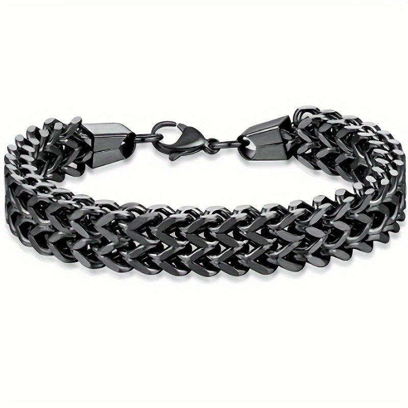 Hip Hop European-American Titanium Steel Double Row & Single Row Mesh Bracelet with Stainless Steel Inlay.