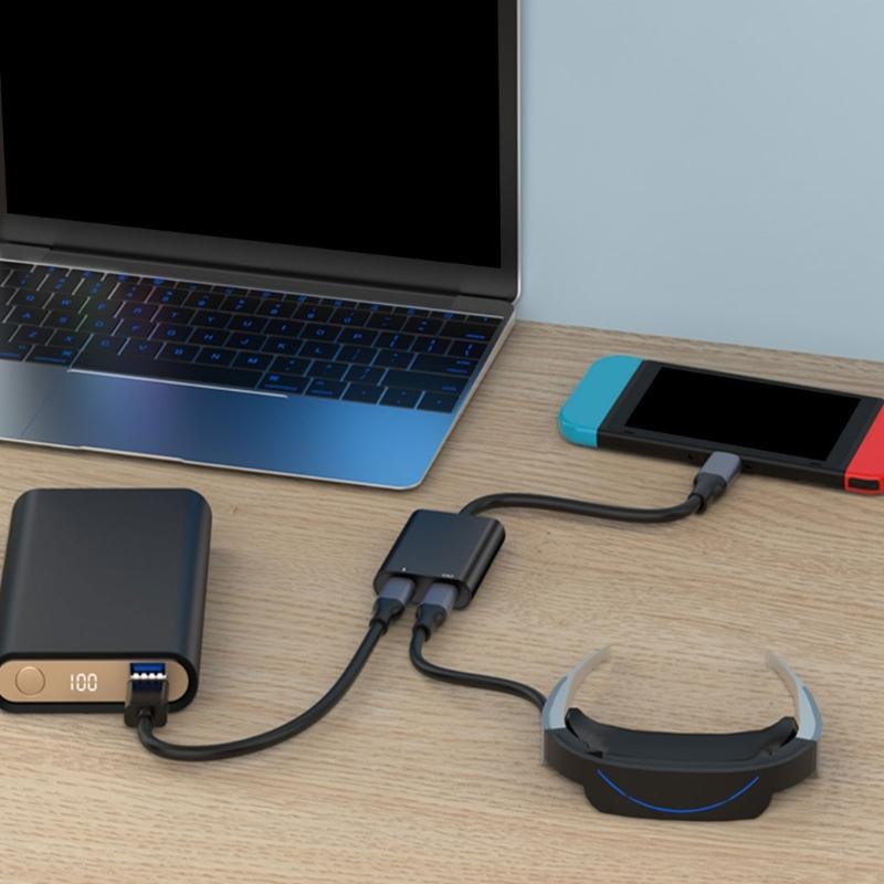 Portable AR Glasses Expansion Hubs Featuring USB A and USB C Port for Efficient Device Connectivitys