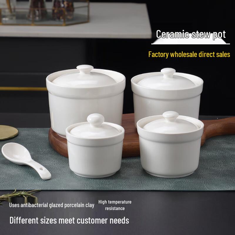 Zhaoran 4-inch Gold Rim Ceramic Single-Serve Stew Cup