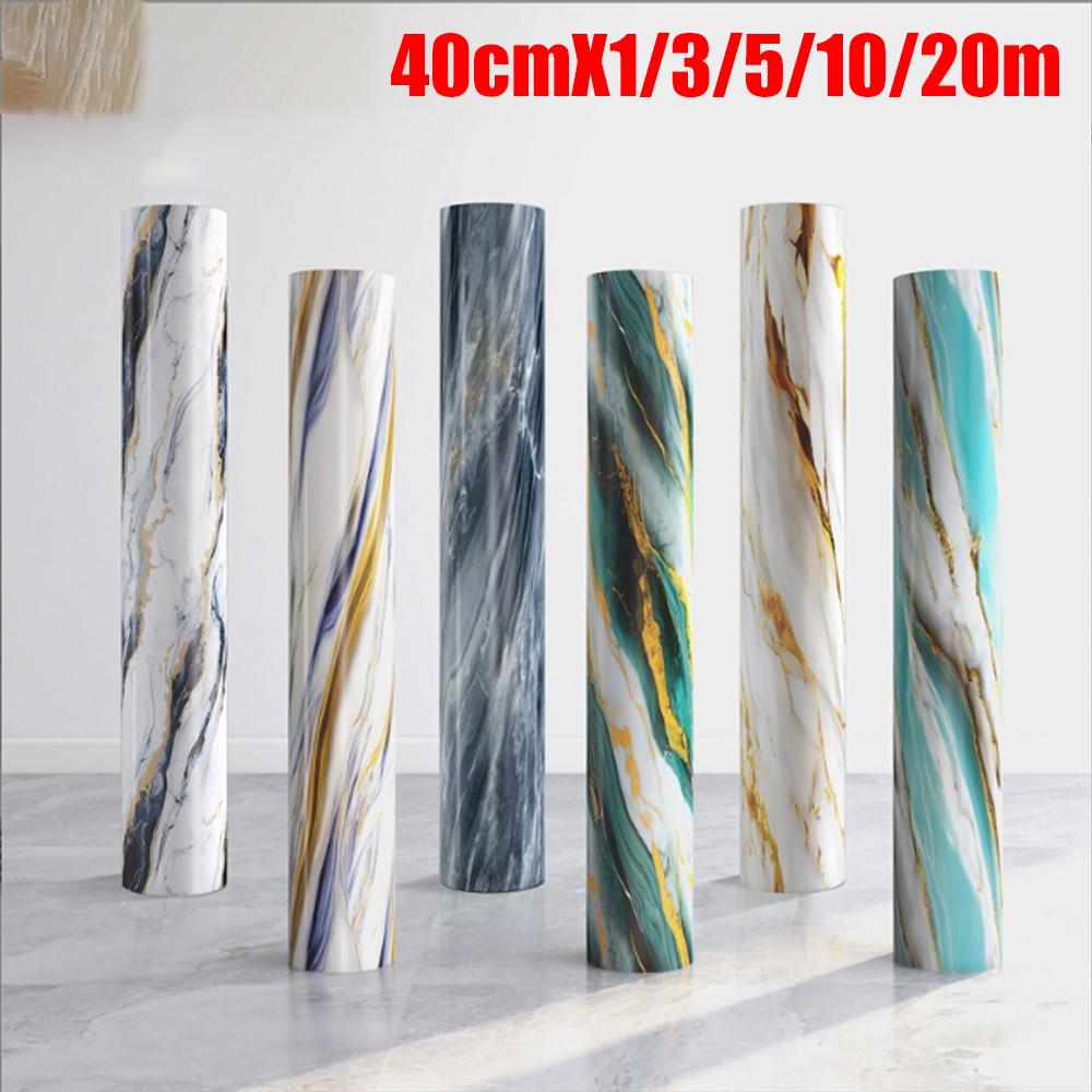 40cm Marble Pattern Kitchen Wall Stickers Self-Adhesive Oil-Proof Stain-Resistant Livingroom Resistant Home Decorative Wallpaper