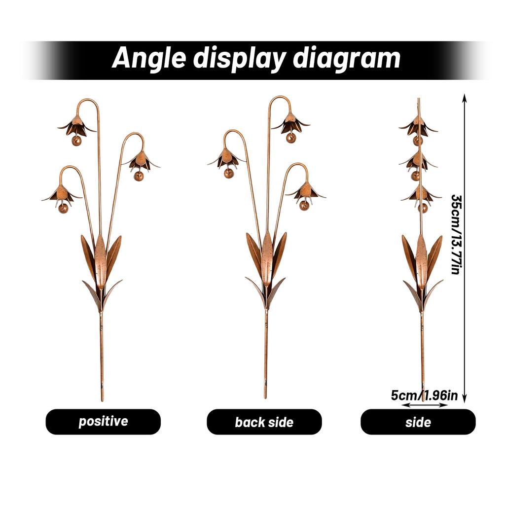 Vintage Metal Flower Wind Chime Garden Stake Retro Iron Art Flower Insert Sign for Outdoor Yard Patio Lawn Decoration