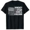 Dad Grandpa Veteran US Flag Whiskey Steak Guns Freedom TShirt Customized Products Unisexs Fashion Fathers Day Novelty Gift Tees