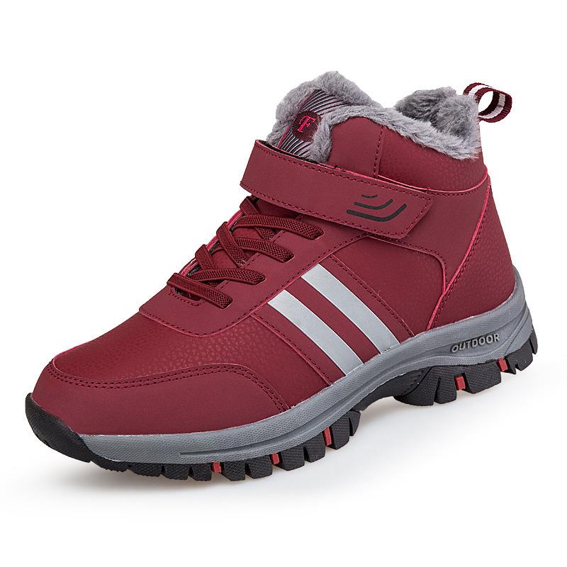 Winter Velvet Outdoor High-top Cotton Shoes Sports Shoes Warm Couple Snow Boots Large Size Round Head Women's Walking Shoes Batch