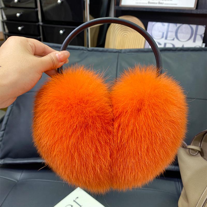 New Winter Real Fox Fur Earmuffs for Women Natural Fox Fur Scarves Dual Use Genuine Warmer Plush EarMuff Outdoor Solid Fur Scarf
