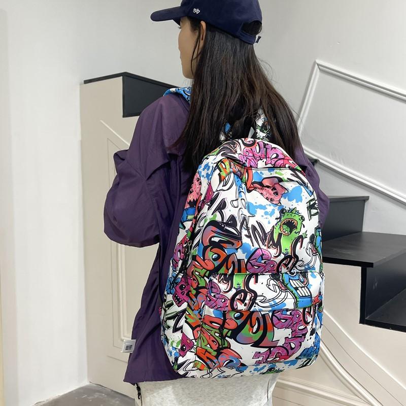 Studentský školní batoh Pánský velkokapacitní graffiti batoh Dámský batoh