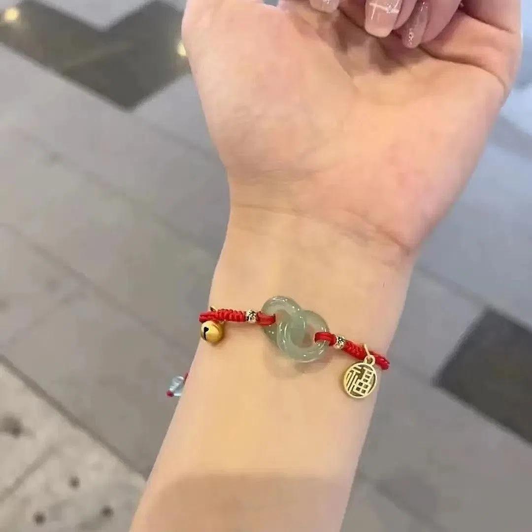 

JYL TS Bracelet Peach -Ignites Romance & Attracts Sweet Blessings [Braided rope] Green safety buckle [Red rope] яркие темно-бордовый