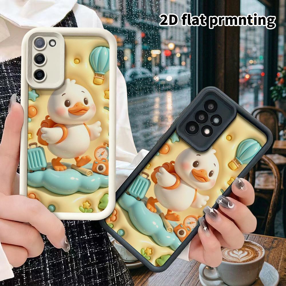 Phone Case: 2D flat design suitable for Samsung Galaxy A34 A35 M05 M06 S20 S22 S21 FE Plus 5G protective case, travel little white duck, perfect Chris
