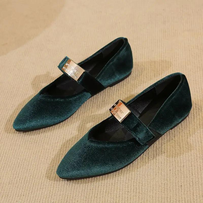 Fashion Ladies Footwear Purple One-line Buckle Office Pointed Toe Spring Summer 2025 Slip On Shoe With Discount Non Women's Flat Shoes