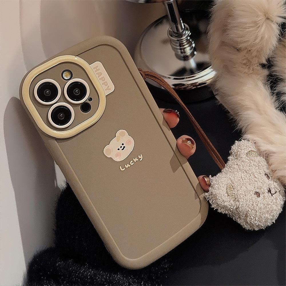 Dla IPhone 16 Etui na Telefon Komórkowy dla Iphone14 Uroczy Pluszowy Niedźwiedź Smycz 15 dla 13promax Proste 12
